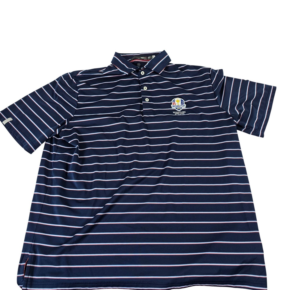RLX Ralph Lauren Ryder Cup 2020 Whistling Straits Navy Striped Golf Polo Mens XL